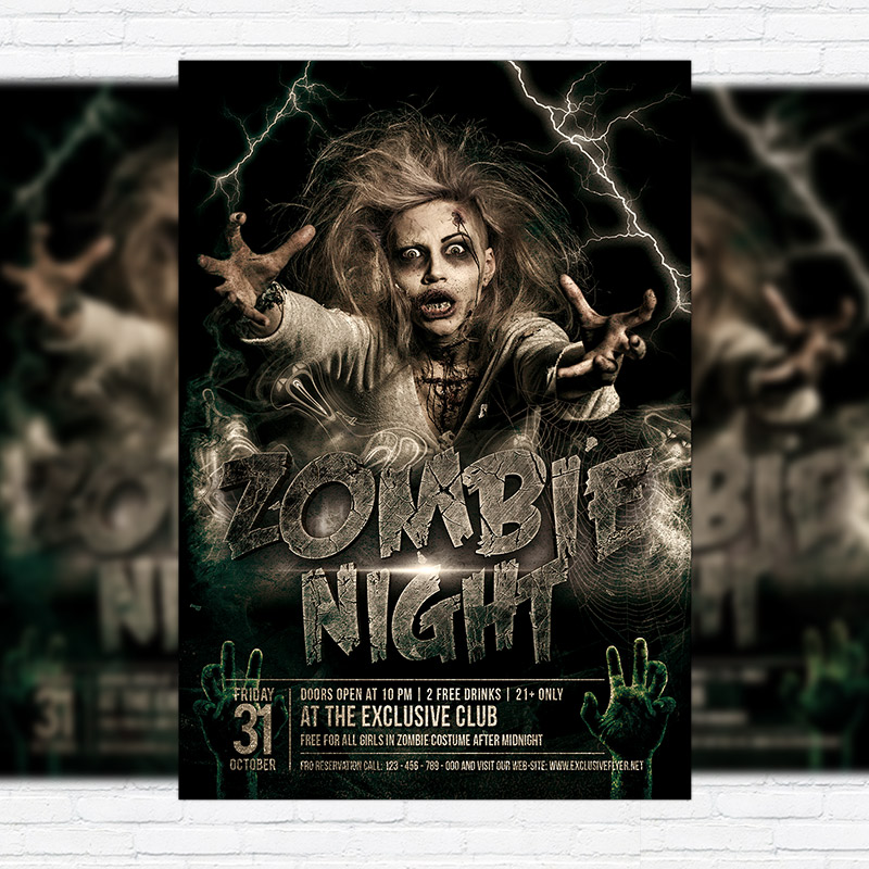 zombie night premium flyer template facebook cover zombie flyer