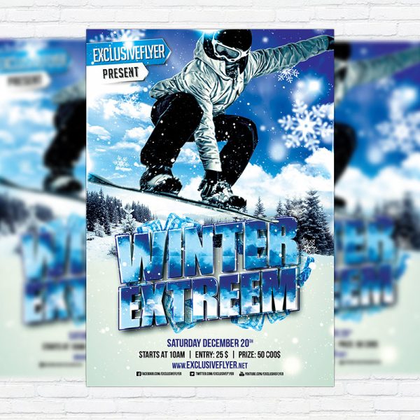 Winter Extreme Sport - Premium Flyer Template + Facebook Cover