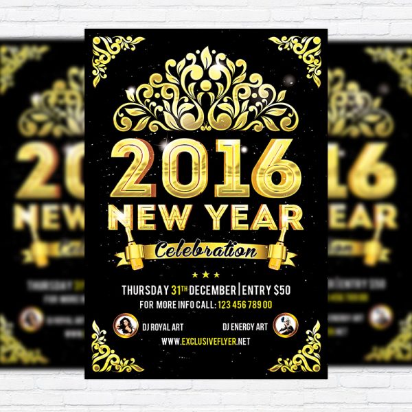 2016 New Year Party - Premium Flyer Template + Facebook Cover