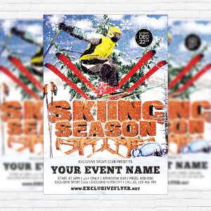 Skiing Season - Premium Flyer Template + Facebook Cover