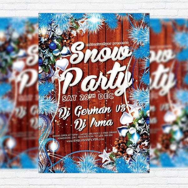 Snow Party - Premium Flyer Template + Facebook Cover