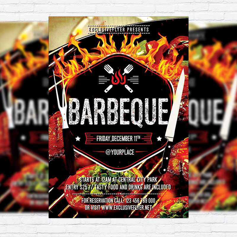 barbeque party premium flyer template facebook cover