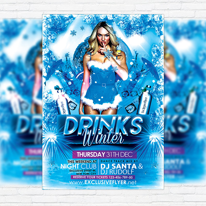winter drinks premium flyer template facebook cover winter flyer