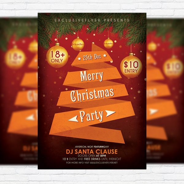 Merry Christmas Party - Free Club and Party Flyer PSD Template