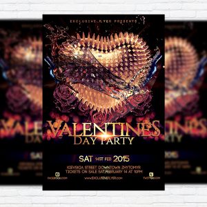 Valentines Day Party - Premium Flyer Template + Facebook Cover