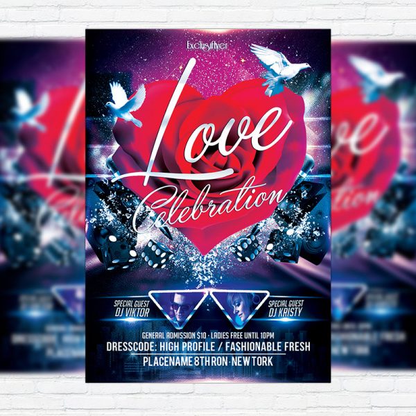 Love Celebration - Free Club and Party Flyer PSD Template