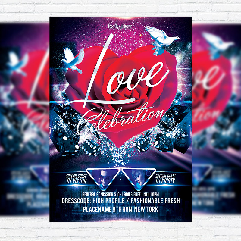 love celebration free club and party flyer psd template romantic flyer psd