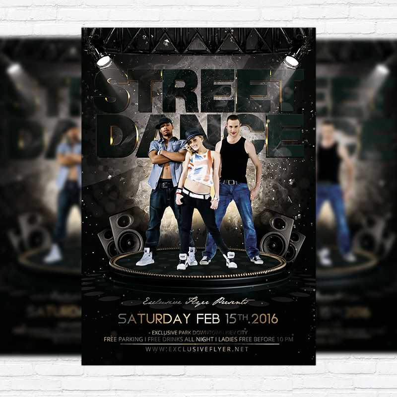 street dance premium flyer template facebook cover