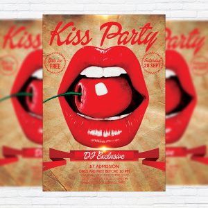 Kiss Party - Premium Flyer Template + Facebook Cover