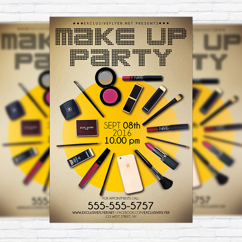make up party premium flyer template facebook cover make facebook flyers