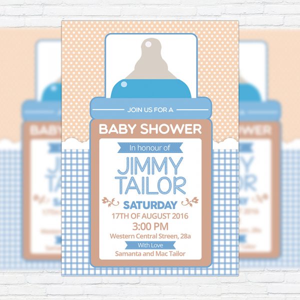Baby Shower For Boy 2 - Premium Business Flyer PSD Template