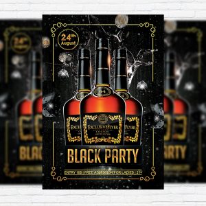 Black Party - Premium Flyer Template + Facebook Cover