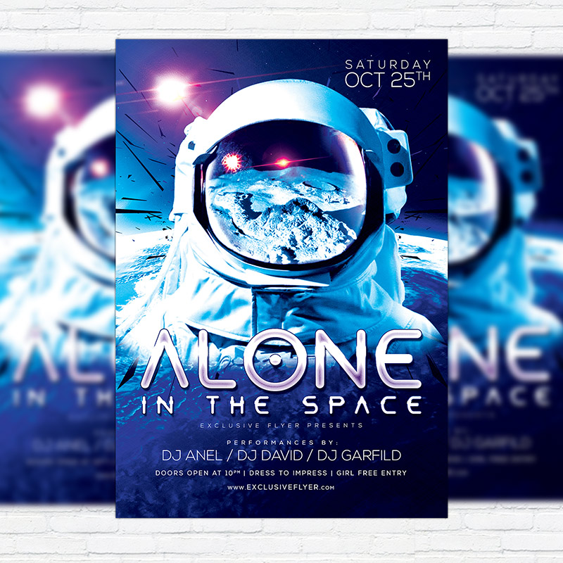 Space Party Premium Flyer Template + Facebook Cover ExclsiveFlyer