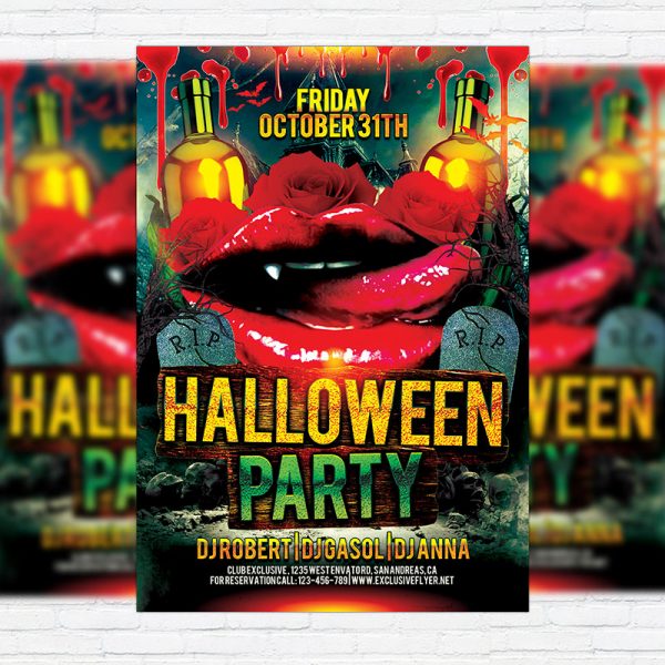 Halloween Scarry Party - Premium Flyer Template + Facebook Cover