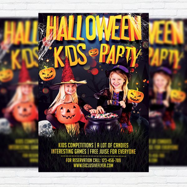 Kids Halloween - Premium Flyer Template + Facebook Cover