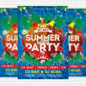 Summer Beach Party - Premium Flyer Template + Facebook Cover