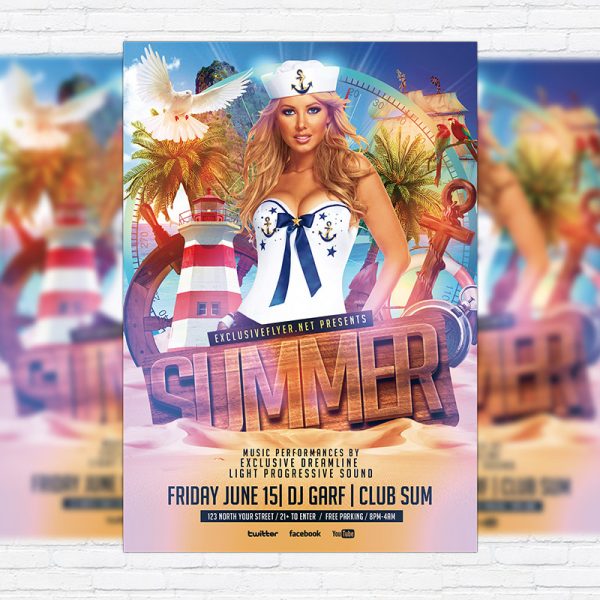 Summer Party - Premium Flyer Template + Facebook Cover