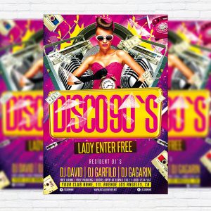 Disco 90`s Party - Premium Flyer Template + Facebook Cover
