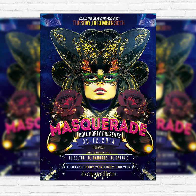 Masquerade Ball Party Premium Psd Flyer Template Exclsiveflyer Masquerade Ball Party Premium Psd Flyer Template