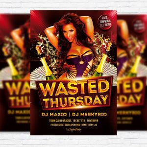 Wasted Thursdays - Free Club and Party Flyer PSD Template