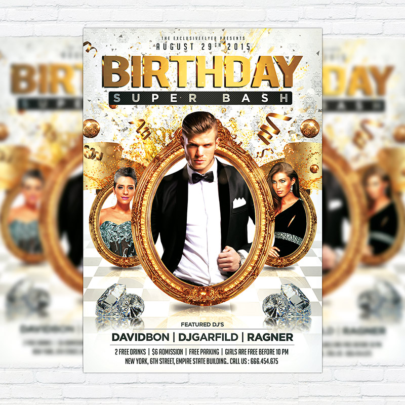 birthday super bash premium flyer template facebook cover