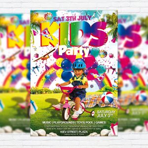 Kids Party Vol.2 - Premium Flyer Template + Facebook Cover