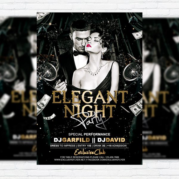 Elegant Night Party - Premium Flyer Template + Facebook Cover