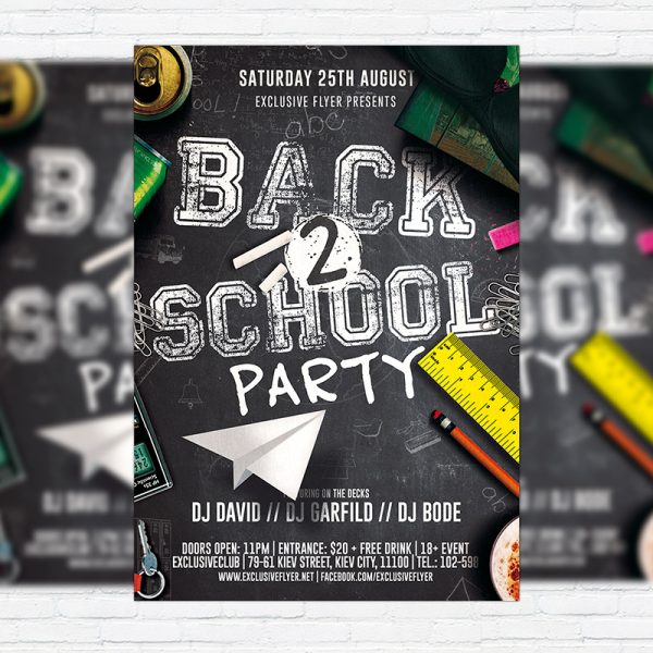 Back to School Party Vol.2 - Premium Flyer Template + Facebook Cover