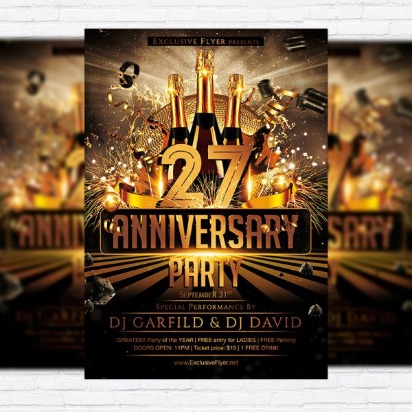 Anniversary Party - Premium Flyer Template + Facebook Cover