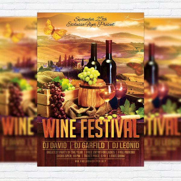 Wine Festival - Premium Flyer Template + Facebook Cover