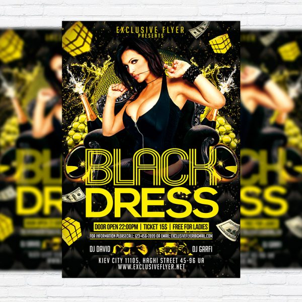 Black Dress Party - Premium Flyer Template + Facebook Cover