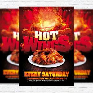 Hot Wings - Premium Flyer Template + Facebook Cover