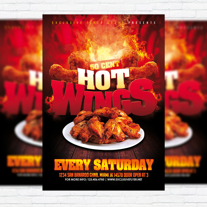 hot wings premium flyer template facebook cover exclsiveflyer wing flyers