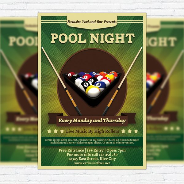 Pool Night - Premium Flyer Template + Facebook Cover