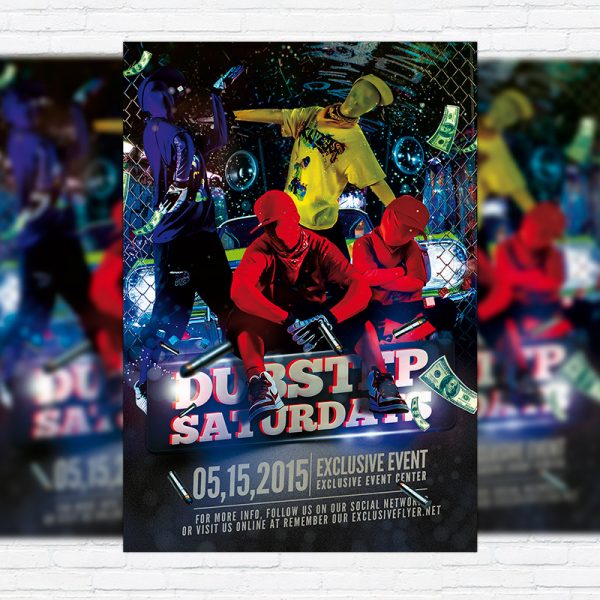 Dubstep Dance Party - Premium Flyer Template + Facebook Cover