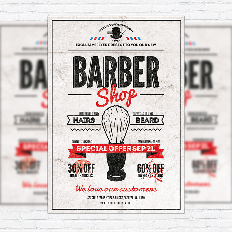 barber shop vol 2 premium flyer template facebook cover photoshop r flyers on page