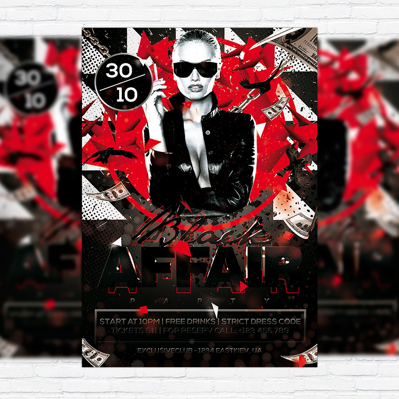 black affair premium flyer template facebook cover