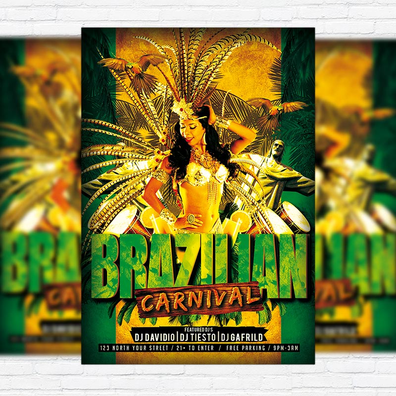 brazilian carnival premium psd flyer template exclsiveflyer