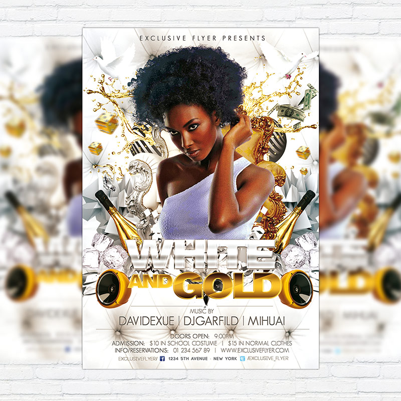 white and gold party premium psd flyer template exclsiveflyer psd flyer