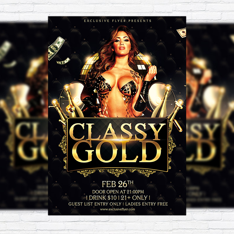 classy gold party premium psd flyer template exclsiveflyer
