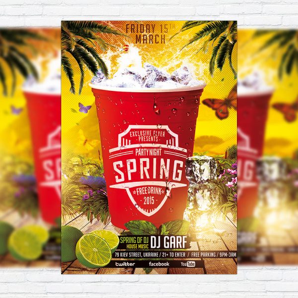 Spring Party Night - Premium PSD Flyer Template