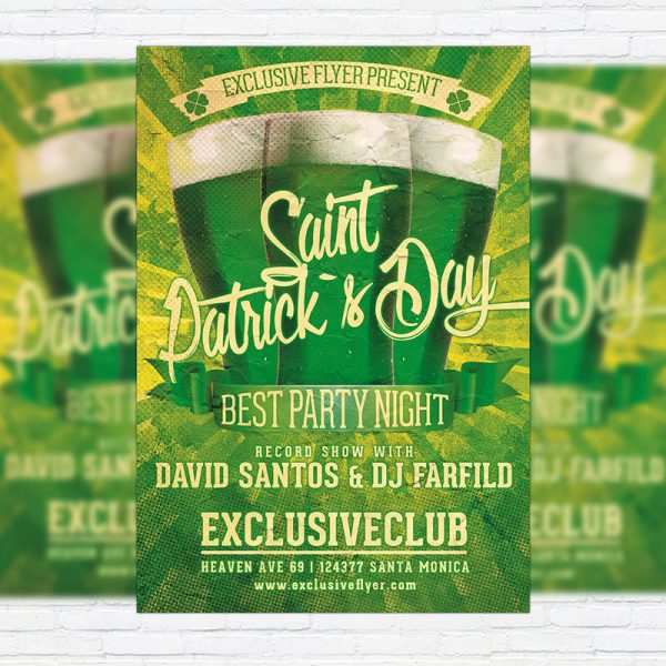 Retro St. Patrick's Day - Premium Flyer Template + Facebook Cover