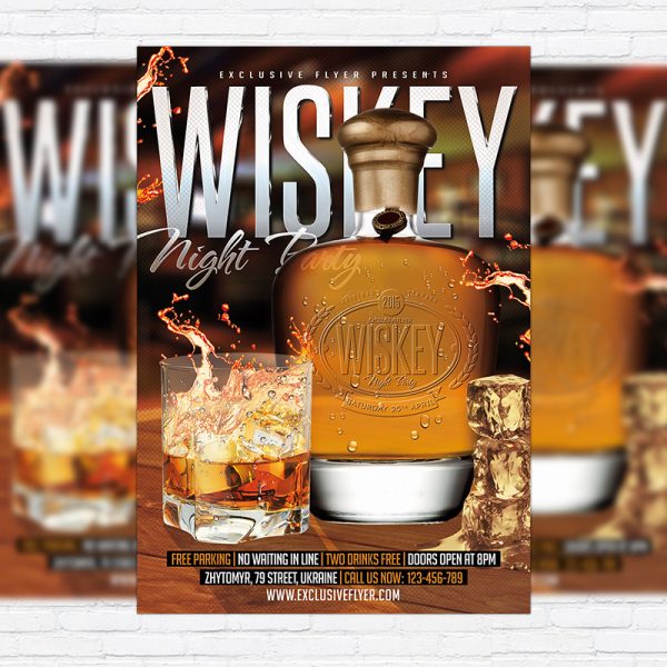 Wiskey Night Party - Premium Flyer Template + Facebook Cover
