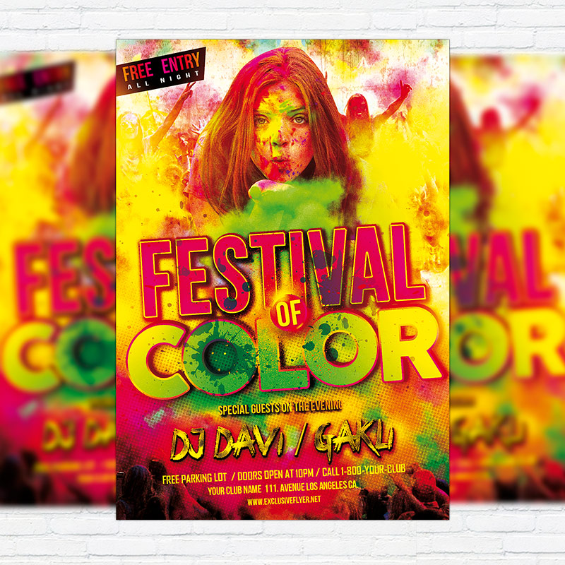 festival of color premium flyer template facebook cover