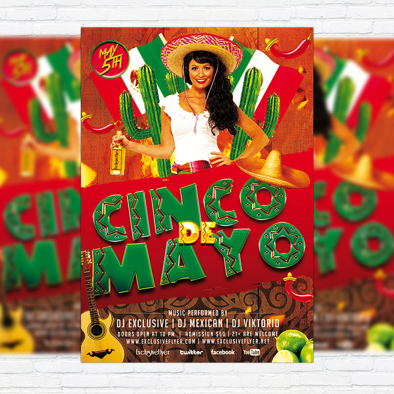 cinco de mayo premium flyer template facebook cover