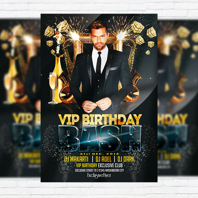 Vip Birthday Bash Premium Psd Flyer Template Exclsiveflyer