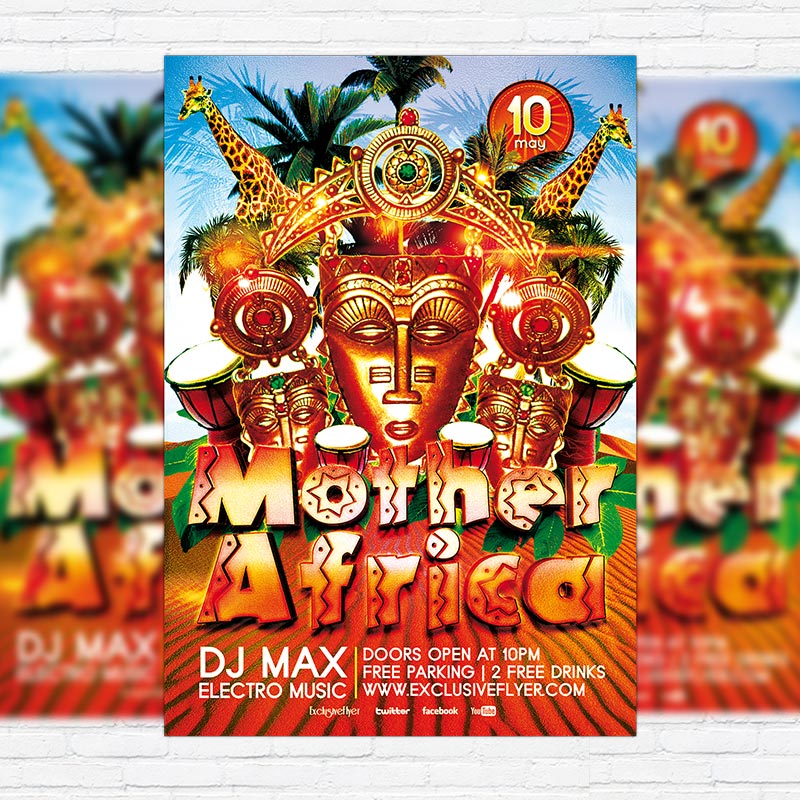 mother africa party premium flyer template facebook african party flyers