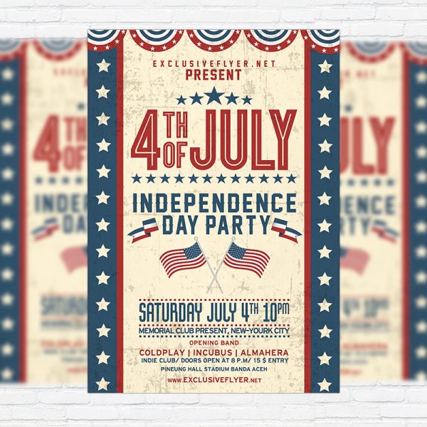 4th of July Party - Premium Flyer Template + Facebook Cover