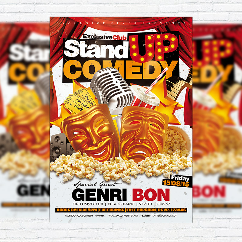 Stand Up Comedy Premium Flyer Template Facebook Cover Stand Up Comedy Premium Flyer Template Facebook Cover