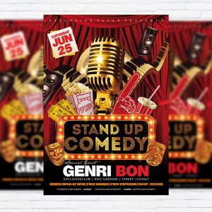Stand Up Comedy Vol.2 - Premium Flyer Template + Facebook Cover